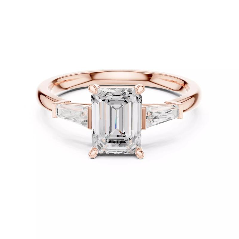 Three Stone Emerald Taper Baguette Bar Set Ring 3DM STL Video