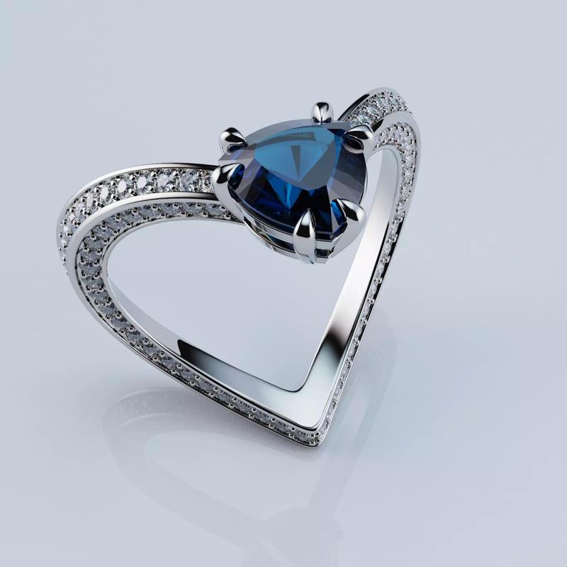 Trillion Heart Ring Style