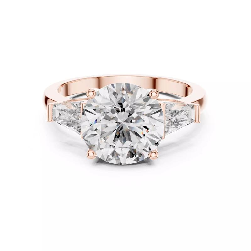 Three Stone Round and Taper Baguette Diamond Ring File Video