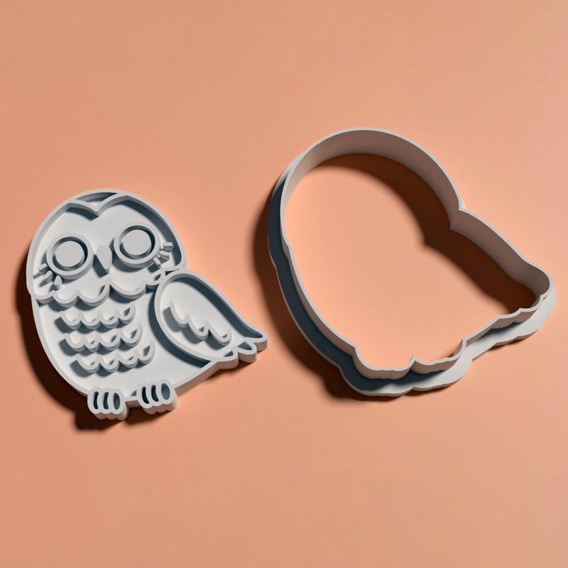 Owl Cookie Cutter + Stamp 6.8 X 6.5 CM