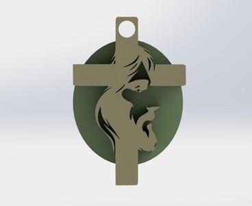 Crucifix with the face of Jesus - keychain, pendant, earrings