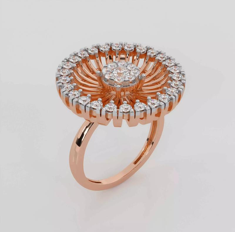 Blooming Flower Diamond Ring 3dm stl obj renders details