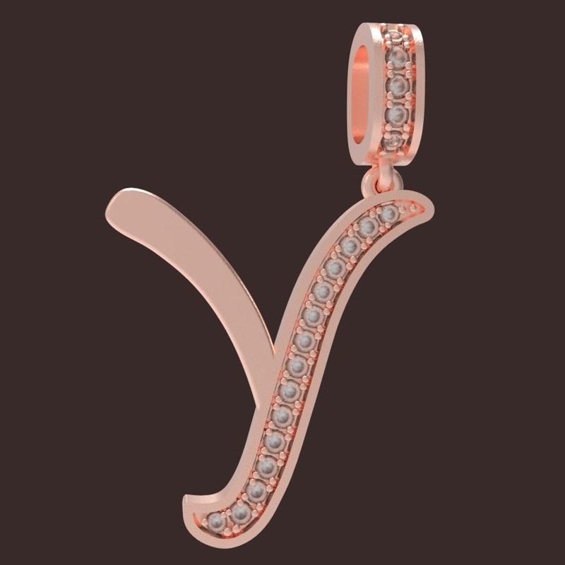 INITIAL "Y" DIAMOND PENDANT