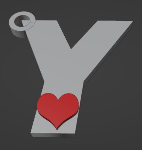 KEYCHAIN WITH LETTER AND HEART