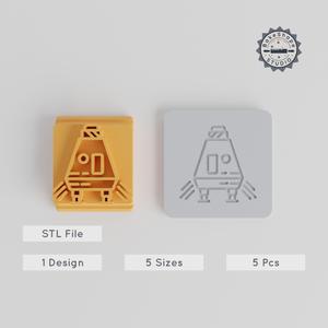 Lunar Module Stamp Tile Set, 5 Sizes, Perfect for Clay & Cookies, Spacecraft & Moon Lander Design