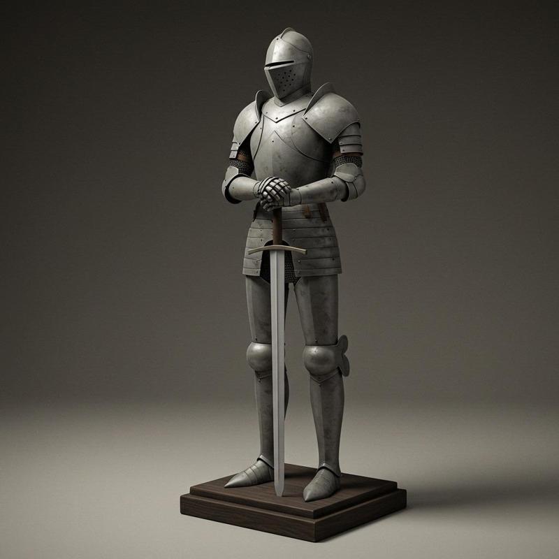 Medieval Knight with Trident Shield – 3D Printable Figurine