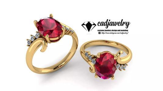 Ring ruby and diamond engagement