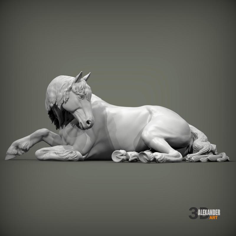 Percheron Horse Lying Down