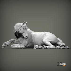 Percheron Horse Lying Down