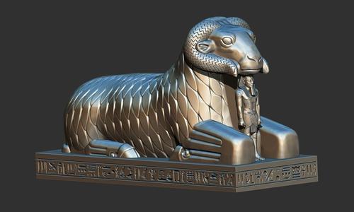 Amun Ram Sphinx's – Egyptian Pharaoh Statue 3D printable Model