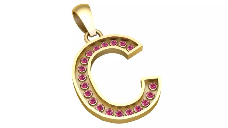 C ALPAHBETS PENDANT    3D PRINTABLE MODEL