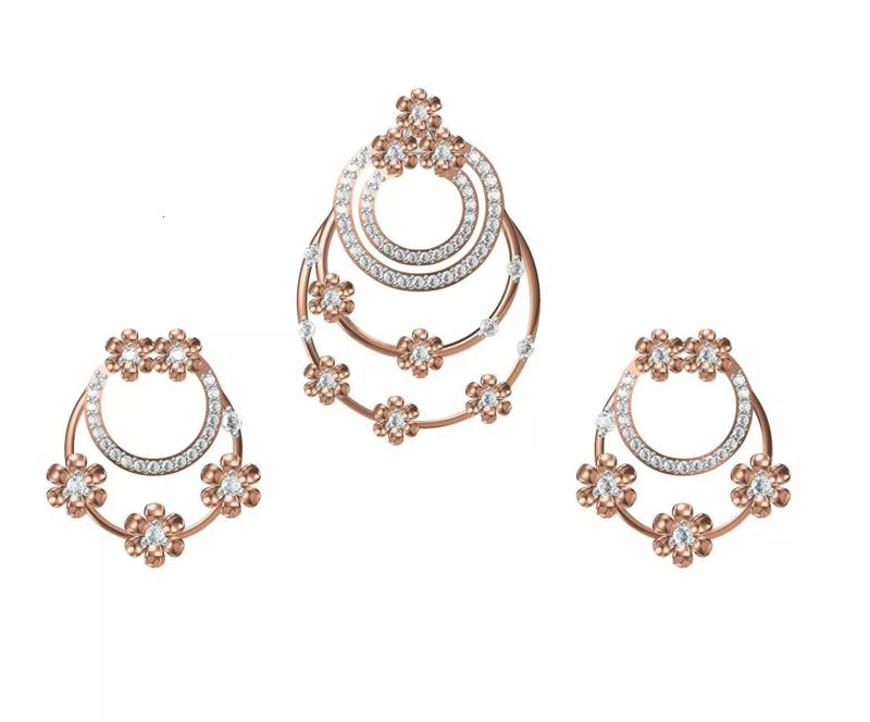 Women Earrings Pendant Set STL FBX JCD Details
