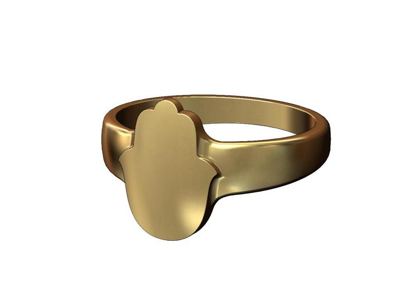 Rounded Hand of Fatima Hamsa shaped band US size 5 to 11 3D print model