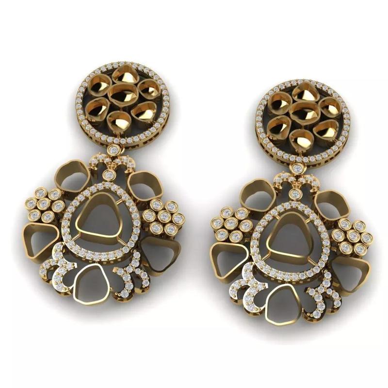 uncut diamond polki earrings