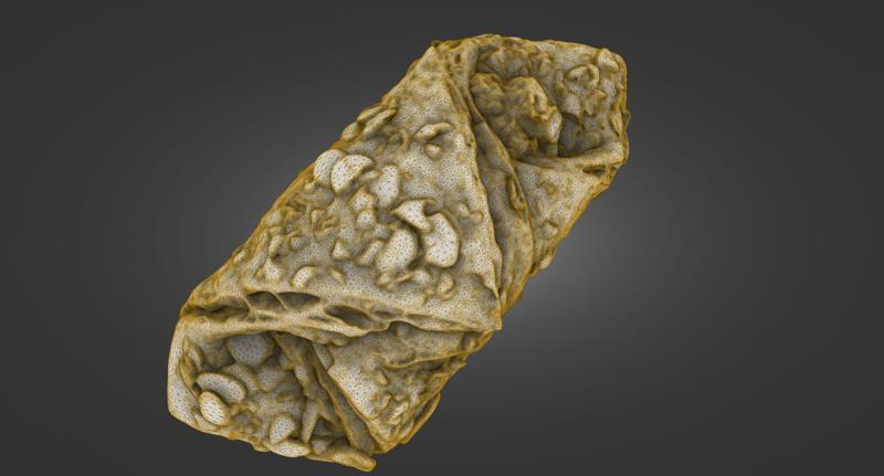 Almond Croissant — Laser-Scanned 3D Model (500k & 1.5M OBJ/STL) — Flaky Pastry Detail - by ScanPantry