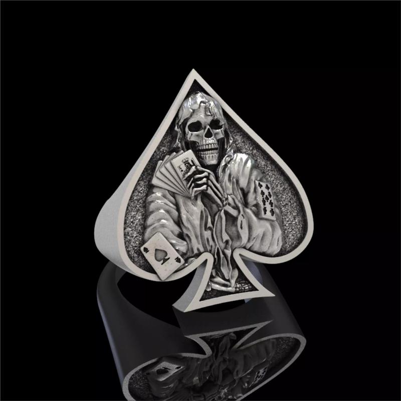 Spade Skull Ring