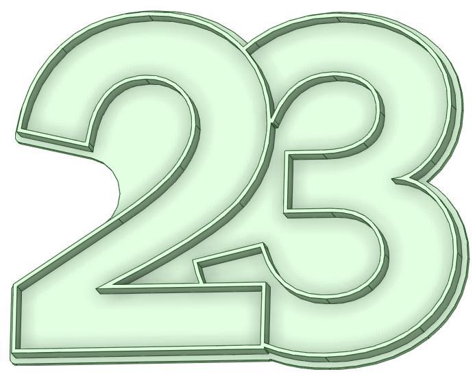 Number 23 shared 90mm cookie cutter