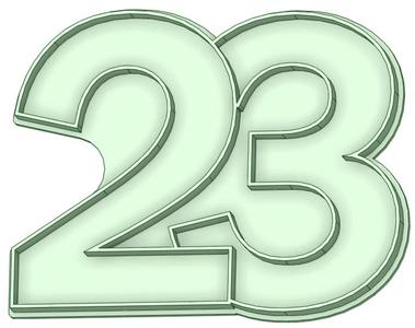 Number 23 shared 90mm cookie cutter