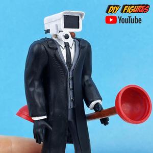 Black Cameraman Skibidi Toilet figurine (Pre-Episode 52) Camera man statuette