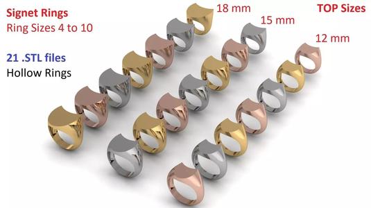 Signet Rings Pack 12 - 15 and 18 mm