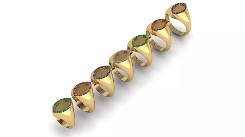 Signet Ring Marquise 16x10 mm with Diamonds