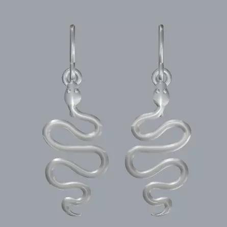 Sterling Silver Snake Dangle Earrings