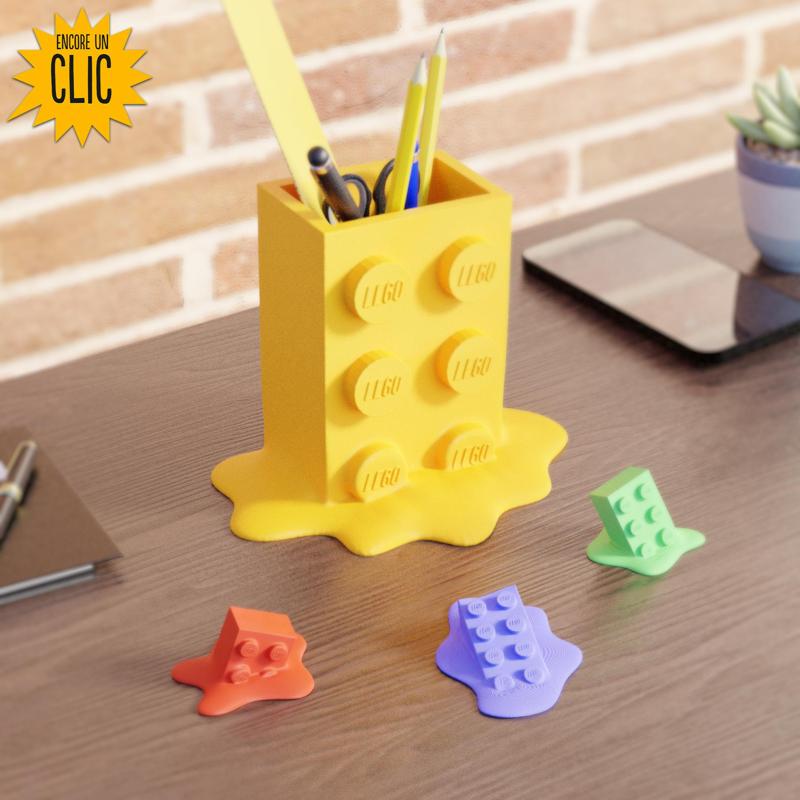 Melted Lego pencil pot