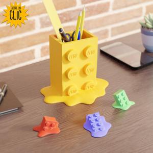 Melted Lego pencil pot
