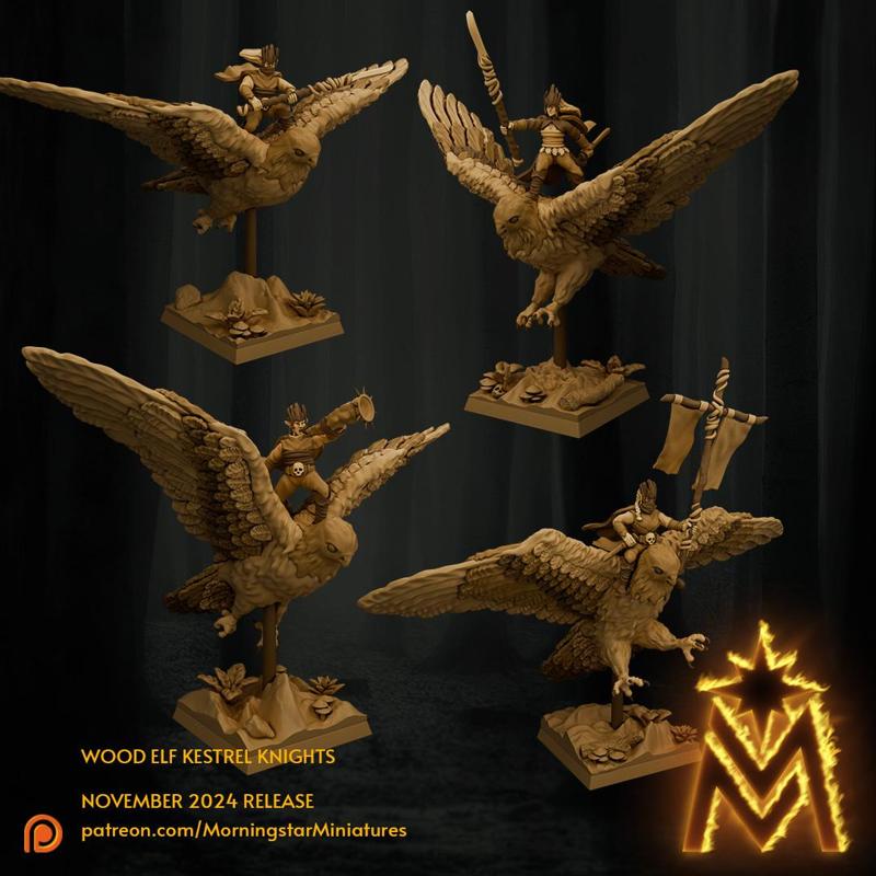 Wood Elf Kestrel Knights | 32mm Scale Presupported Miniatures