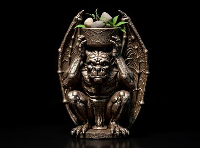 Gargoyle Guardian Planter – Dark Gothic 3D Printable Sculpture