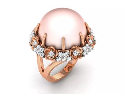 Women Pearl Ring 3dm render details