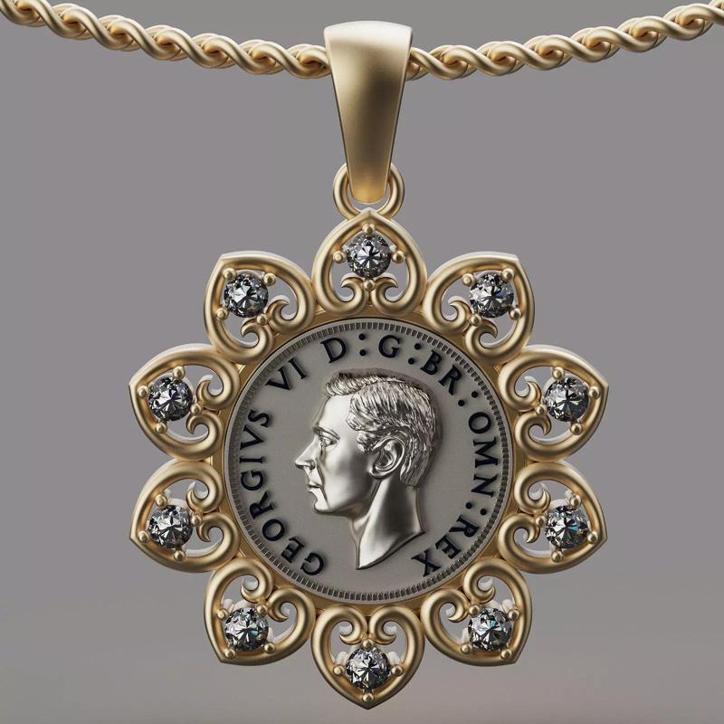 Florin 1938 British Coin Pendant PRINTABLE 3D MODEL