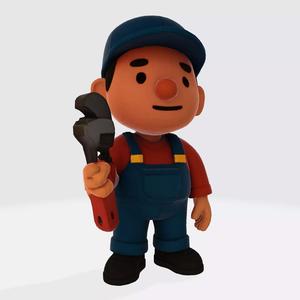 Cartoon Mechanic 3D Model Print Ready