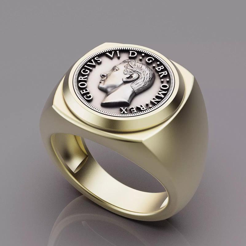 Florin 1938 British Coin Ring  silver gold printable jewelry