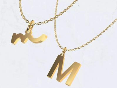 M - Letter Alphabet Pendant Necklace