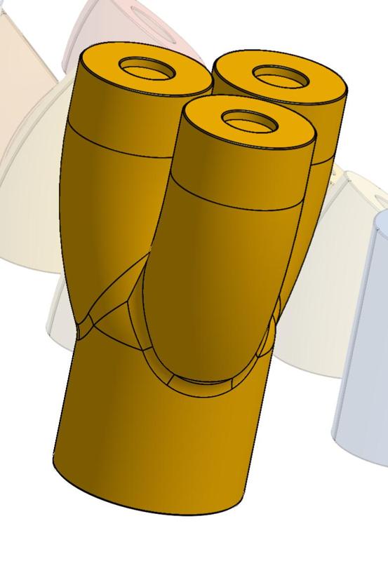 1.75" Magnetic Exhaust Pipe Mockup 3 into 1 Y-Fitting