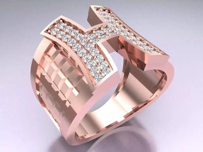 Letter H Ring - Diamond Ring - N6119
