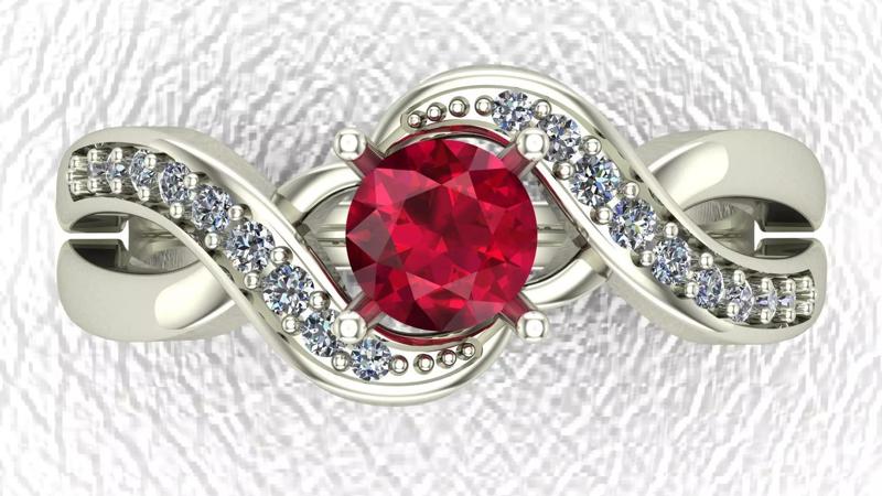 Twisted Gold And Diamond Engagement Ring 3D model 3D print model