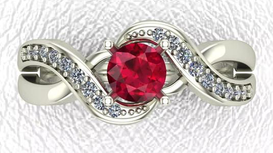 Twisted Gold And Diamond Engagement Ring 3D model 3D print model