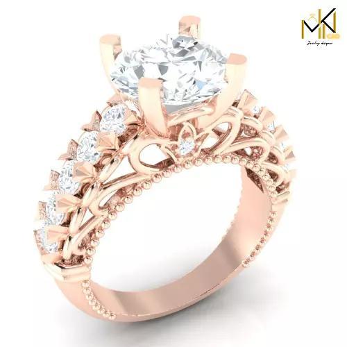 Vintage Rose Gold Solitaire Engagement Ring