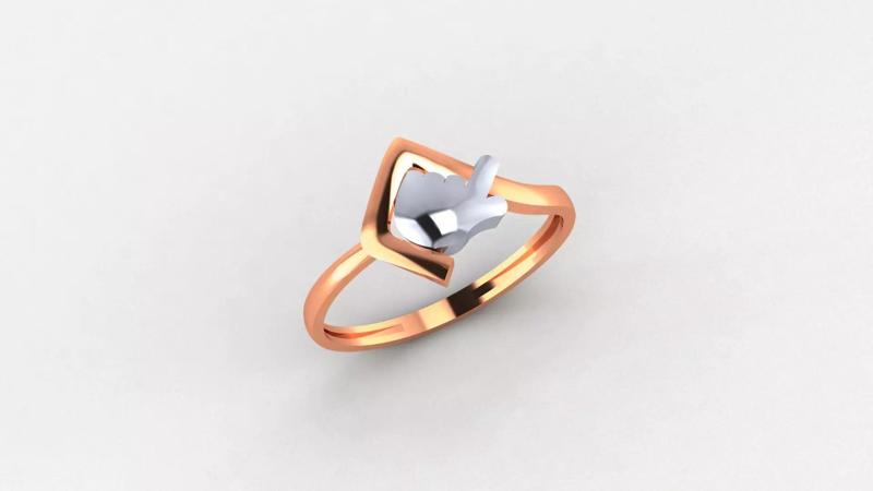 Raising Hand Ultra light wt minimalist Plain Gold Ring 3dm