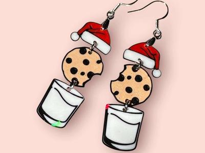 Santa Milk and Cookies Christmas Earrings