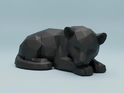 Low Poly Sleeping Baby Panther