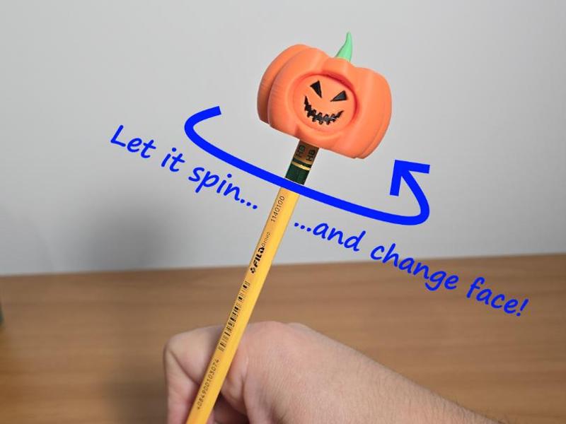 ROTATING Pumpkin Pencil Charm HALLOWEEN