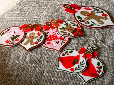 Christmas Ornament Earrings Charms and Keychains