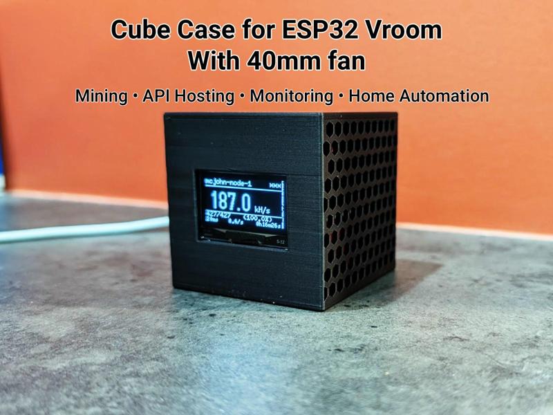 Compact Cube Case for ESP32 Vroom with 40mm fan