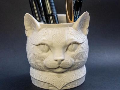Cat Head Pen Organizer / Planter
