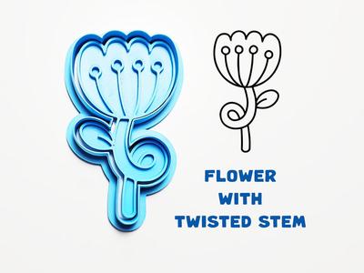 Flower with Twisted Stem Cookie Cutter / Stamp