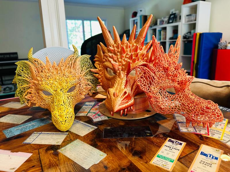 Wingy and Spiky Dragon Masks!  Solid and Voronoi