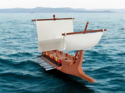 ancient Greek Bireme - battleship